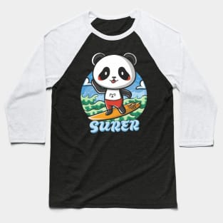 Cute Panda Surfer Baseball T-Shirt